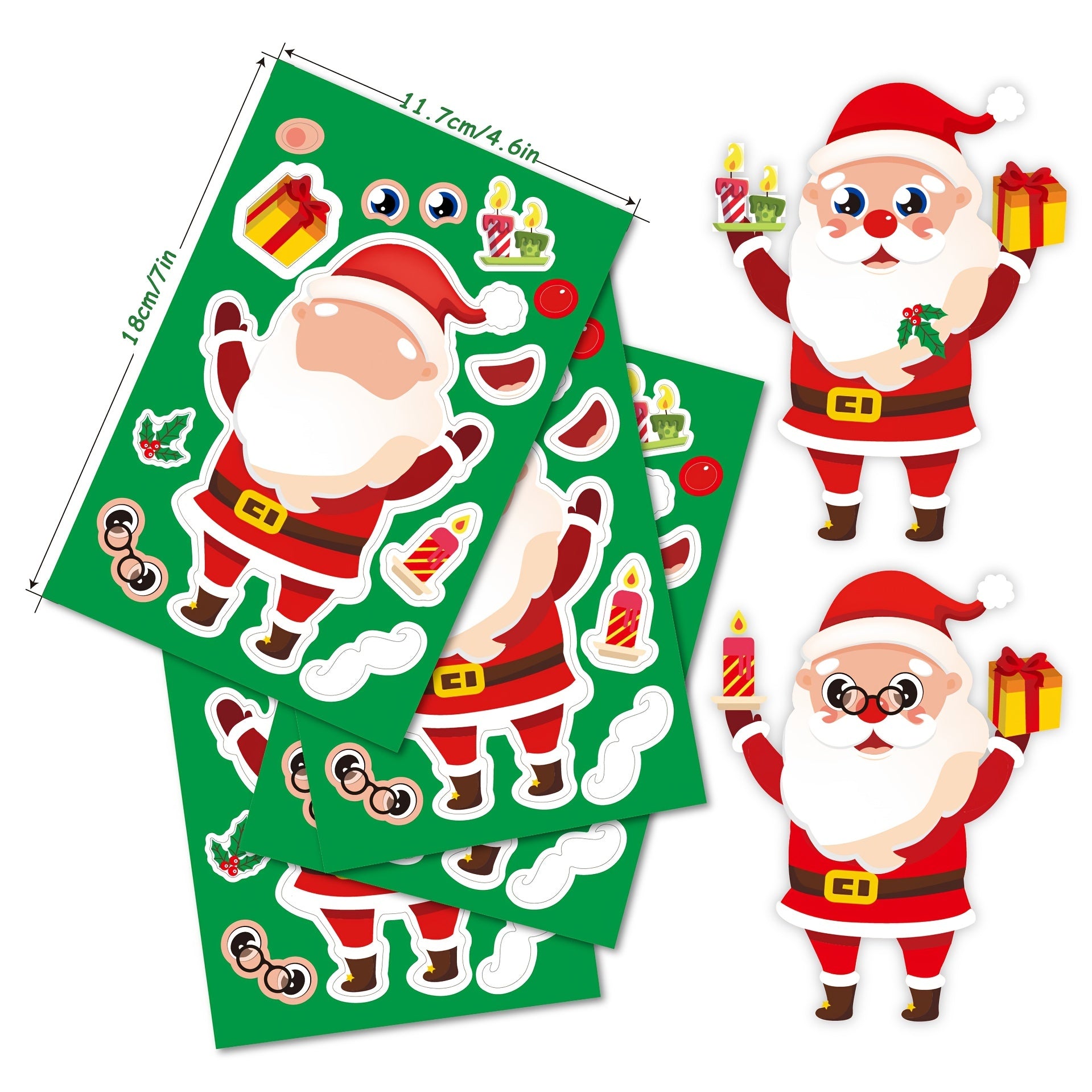 24pcs Christmas Stickers Santa Snowman Face Xmas Crafts Party Favors