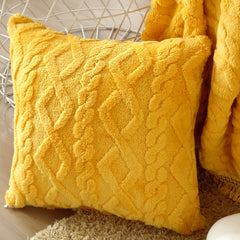 Cozy Rhomboid Floral Sofa Pillow Cover Plush Microfiber Cushion Case