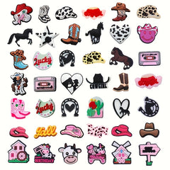 23pcs Cowboy Theme Charms For Clogs Bubble Slides Sandals