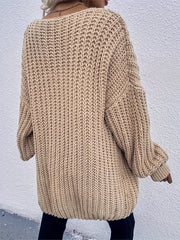 Women's Plus Solid Lantern Sleeve Cardigan