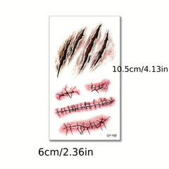 Scar Tattoo Stickers Halloween Decorations Realistic Wounds Waterproof Stickers