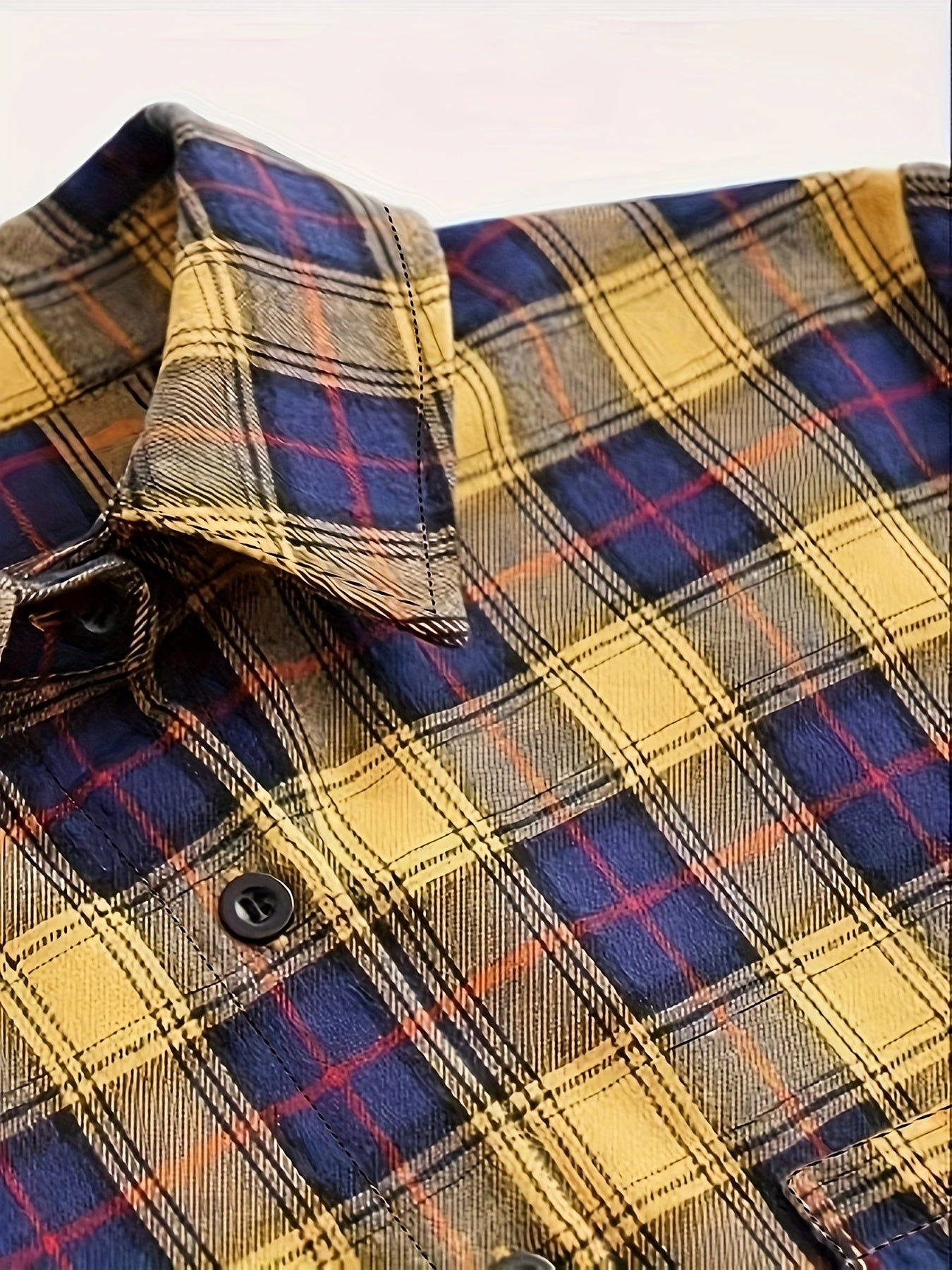  Plaid Button Up Collar Blouse
