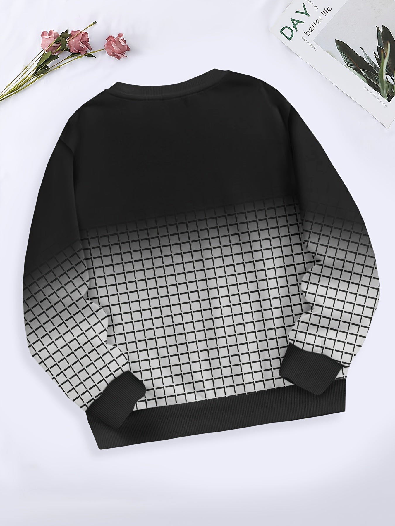 Gradient Long Sleeve Crew Neck Sweatshirt Girls Boys Spring Fall Sports Gift