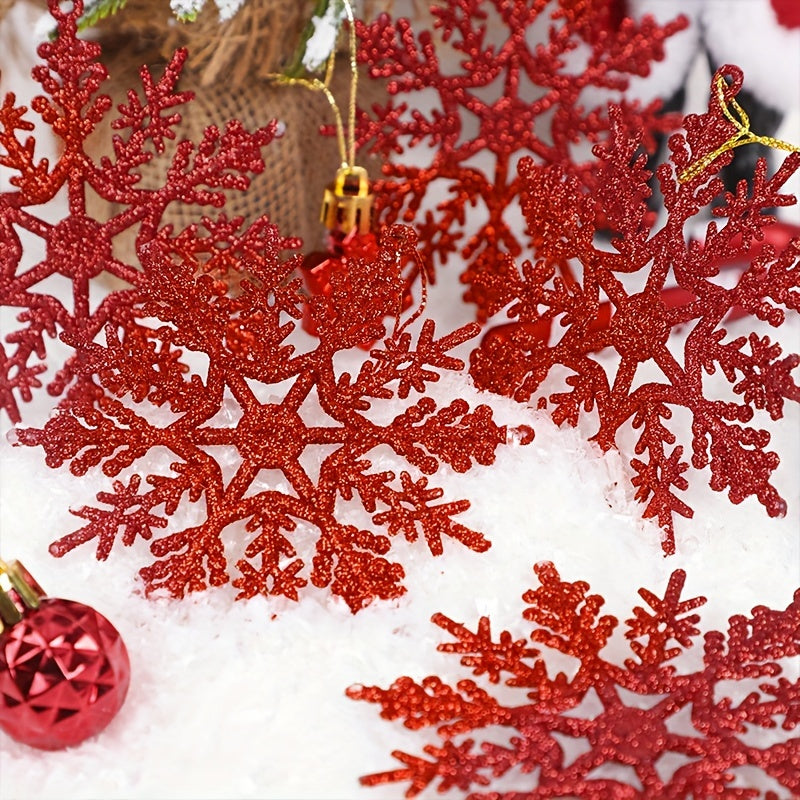 9pcs Snowflake Christmas Tree Decoration Red Pendant Party Supply
