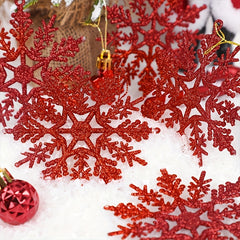 9pcs Snowflake Christmas Tree Decoration Red Pendant Party Supply