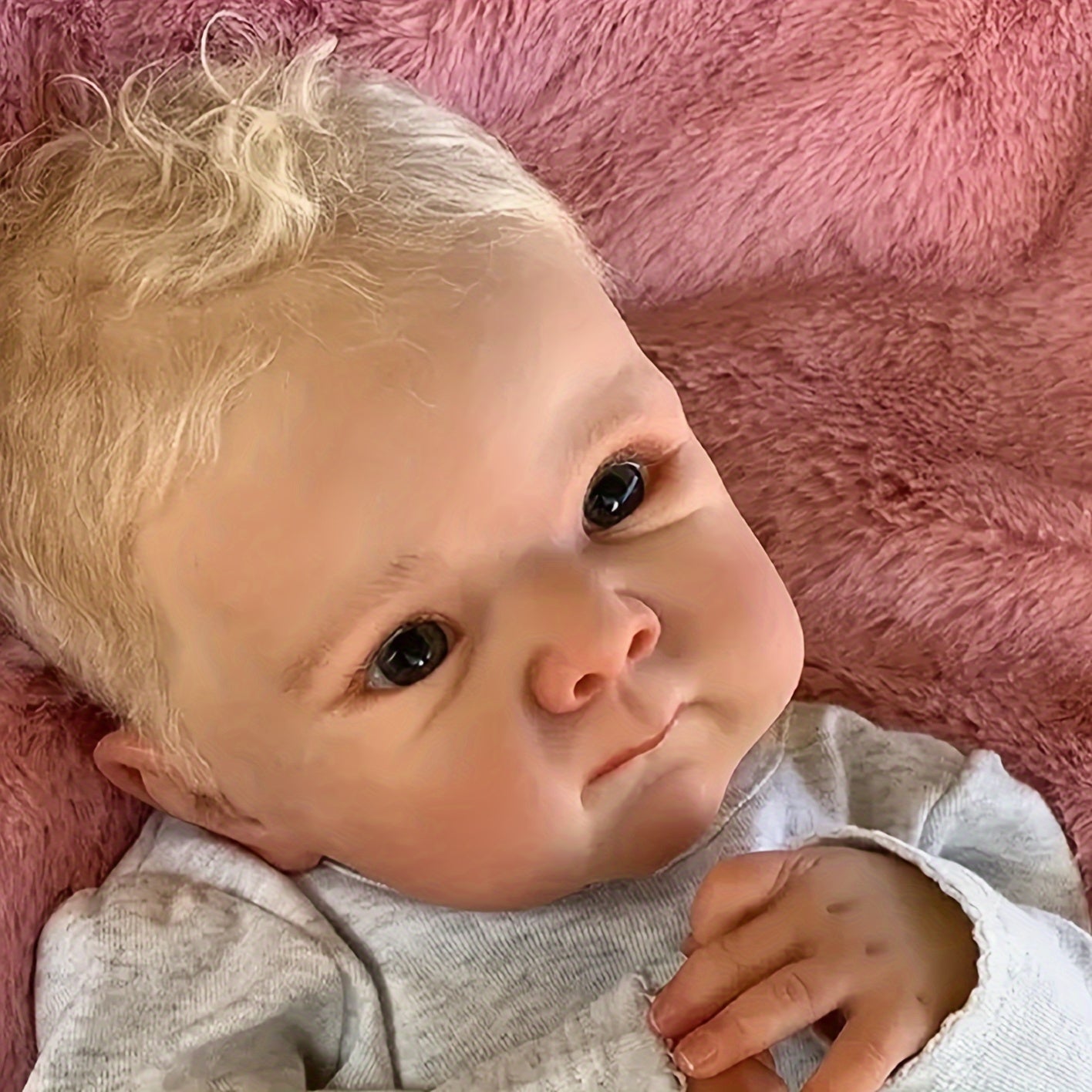 18" Adorable Boy Doll Full Body Vinyl Blonde Hair Realistic Reborn Doll
