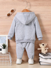 Infant Baby Casual Clothes Set Hooded Sweatshirt Trousers Bag