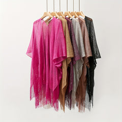 Mesh Bikini Cover Up Tassel Shawl Beach Blouse