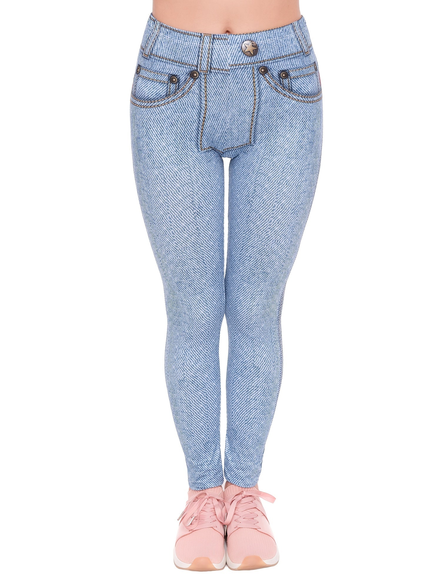 Jeans Print Skinny Stretchy Leggings High Waist Yoga Leggings