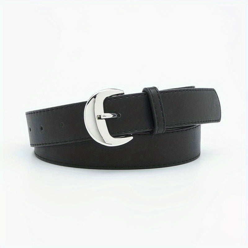 Crescent Buckle PU Belt Solid Waist Jeans Pants Belts Girdle Women