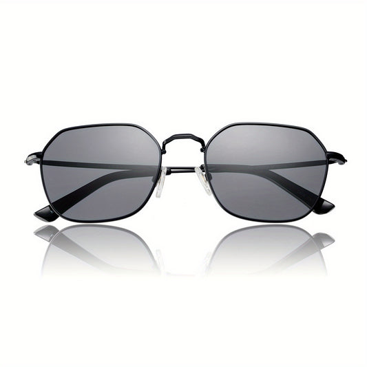 OUWEN Polarized Hexagon Square Sunglasses Small Polygon Aviators