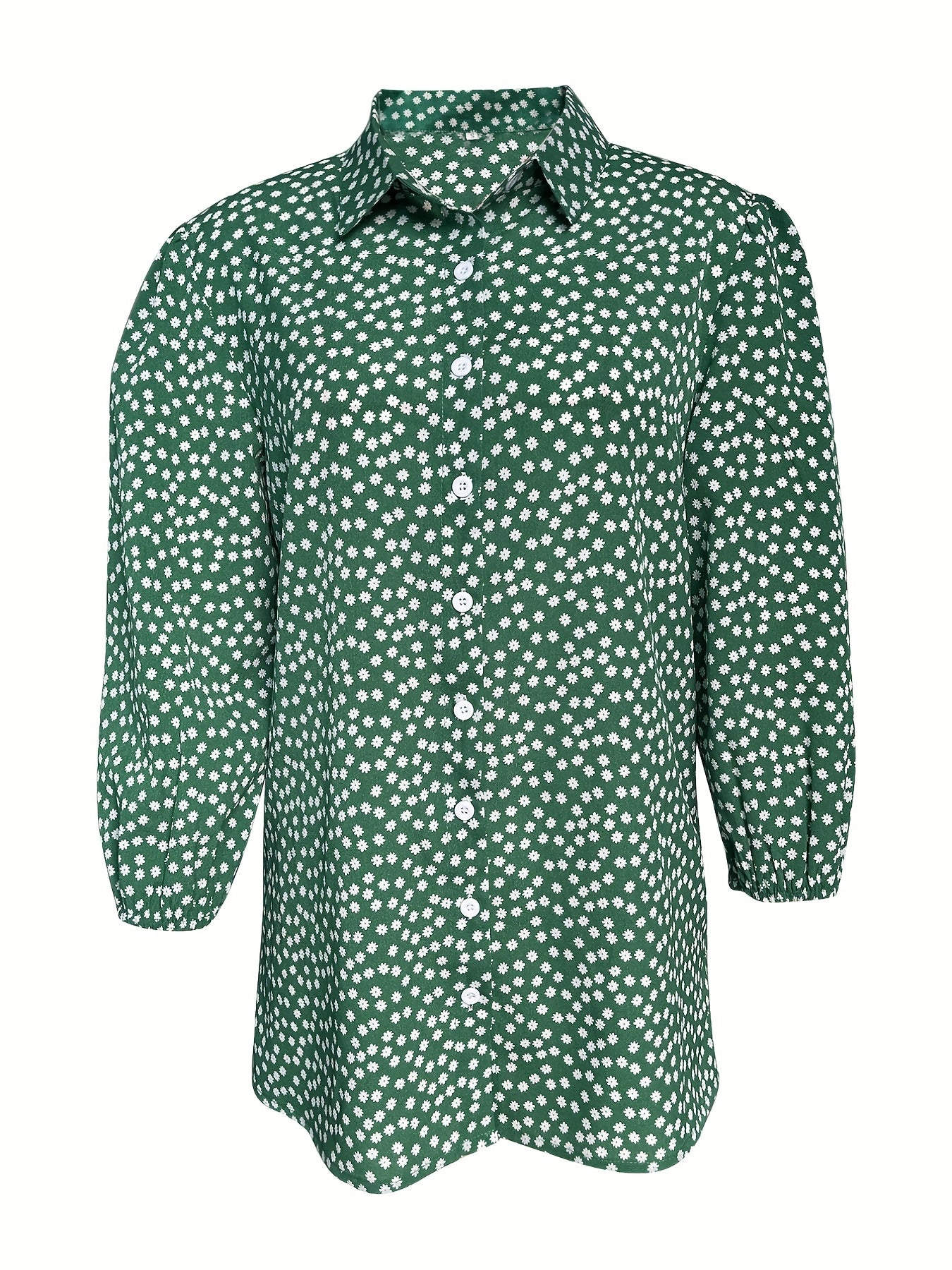  Boho Blouse Floral Print Puff Sleeve Shirt