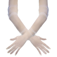 Evening Party Gloves Stretch Polyester Spandex Mesh Gloves with Transparent Lace