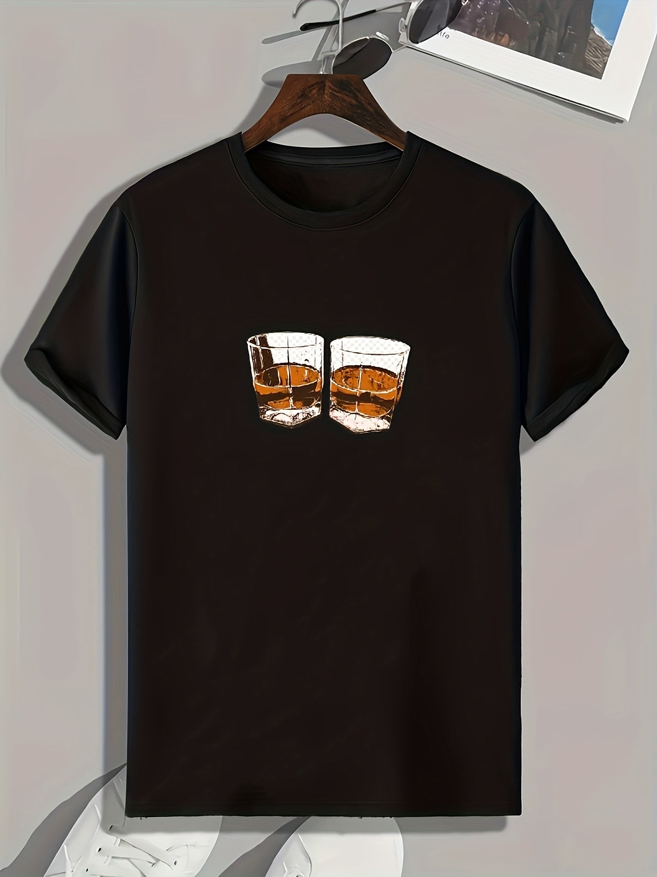 Alcohol Print Men's Comfy T shirt Outdoor Tee