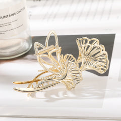 Golden Hair Claw Clip Ginkgo Leaf Strong Hold Grip Hair Jaw Clip