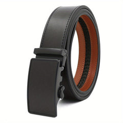 Carbon Fiber Leather Belt Automatic Buckle Two layer Cowhide Belt For Men