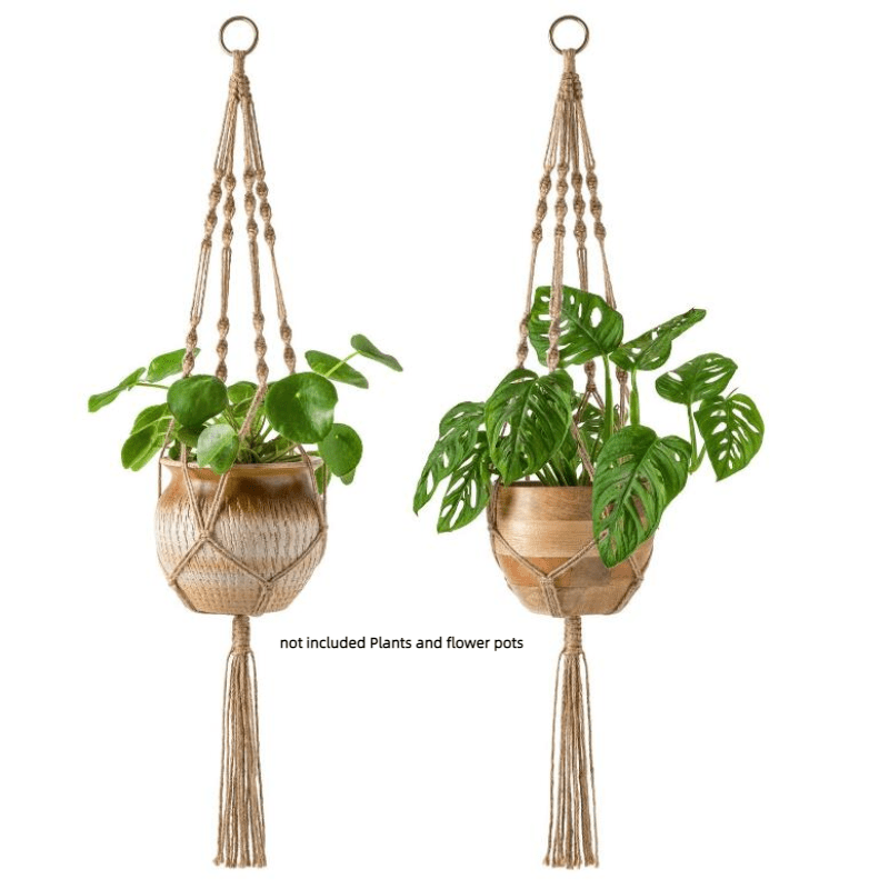 2 Pack Macrame Plant Hangers Indoor Hanging Planter Basket Jute Rope Home Decor