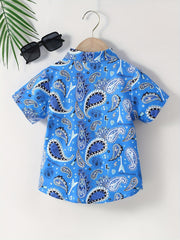 Graphic Print Creative Top Boys Lapel Shirt Summer Clothes