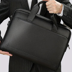 Large Leather Laptop Briefcase with Shoulder Harness