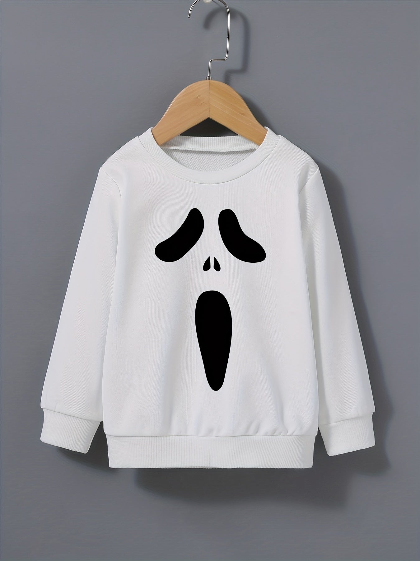 Boys Ghost Face Print Sweatshirt Crew Neck Pullover