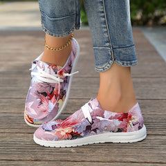 Women's Maple Leaf Print Canvas Shoes Casual Lace Up Outdoor Sneakers