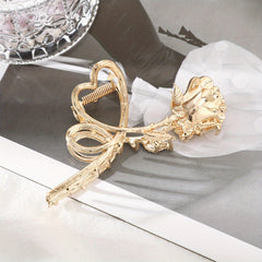 Vintage Metal Rose Flower Hair Claw Back Head Hair Claw Shark Claw Hair Accessor