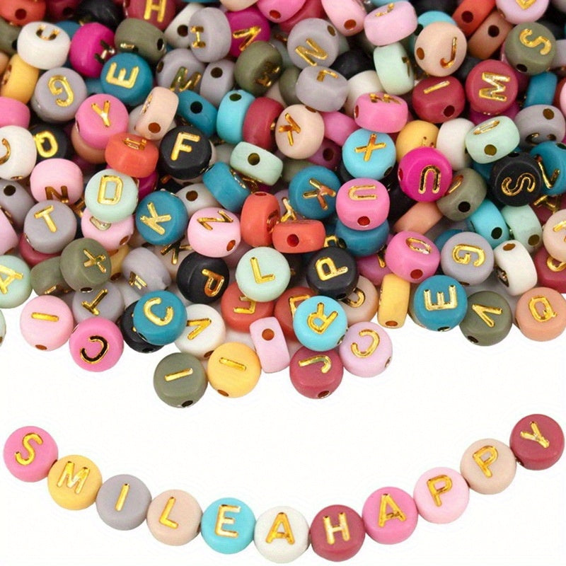 100PCS Colorful Alphabet Beads Jewelry Making Bracelets Necklaces Key Chains