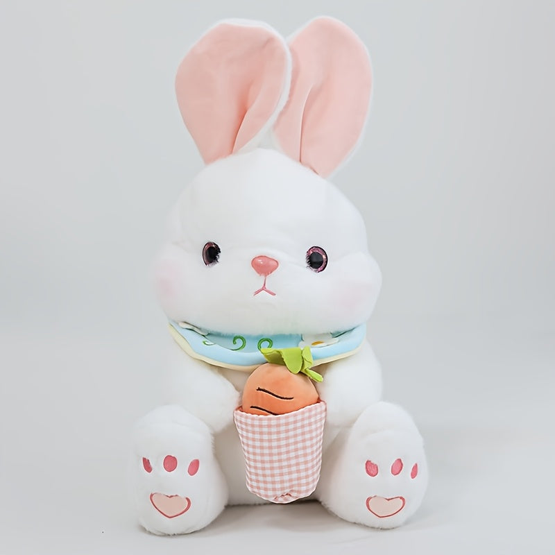 Fluffy Bunny Plush Toy Soft Rabbit Stuffed Animal Carrot Eyes