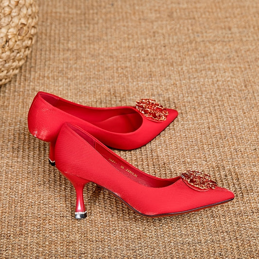 Rhinestone Pointed Toe High Heels Slip On Stiletto Pumps
