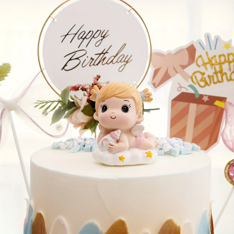 Pink Cake Topper Happy Birthday Cupcake Decorations