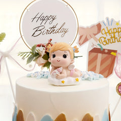Pink Cake Topper Happy Birthday Cupcake Decorations
