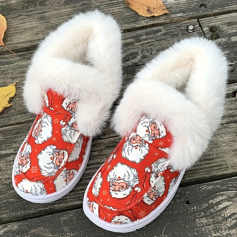 Women's Christmas Santa Print Warm Low Top Sneakers