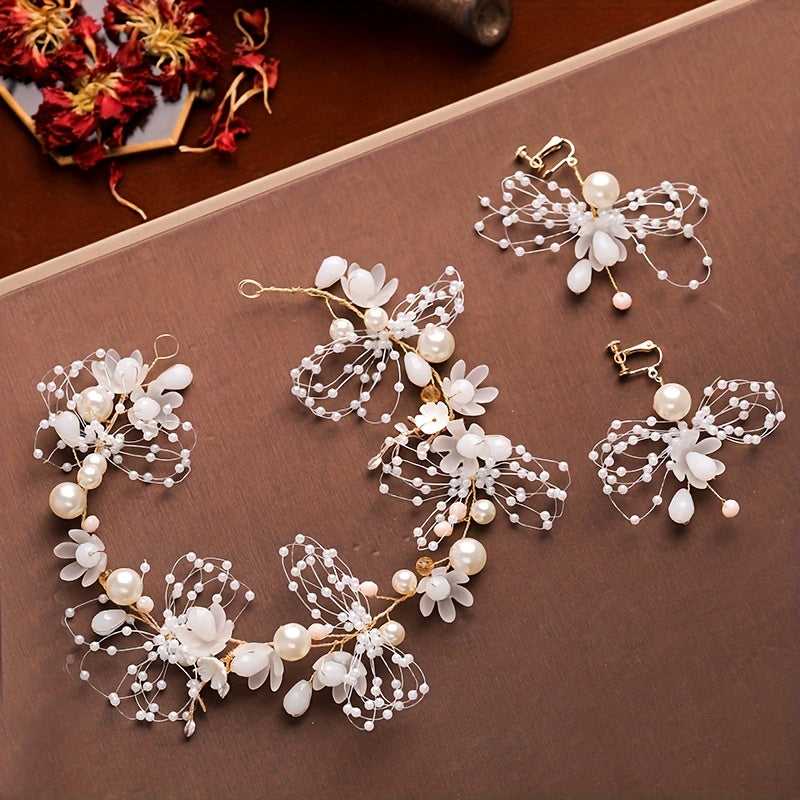 Flower Faux Pearl Headband for Girls