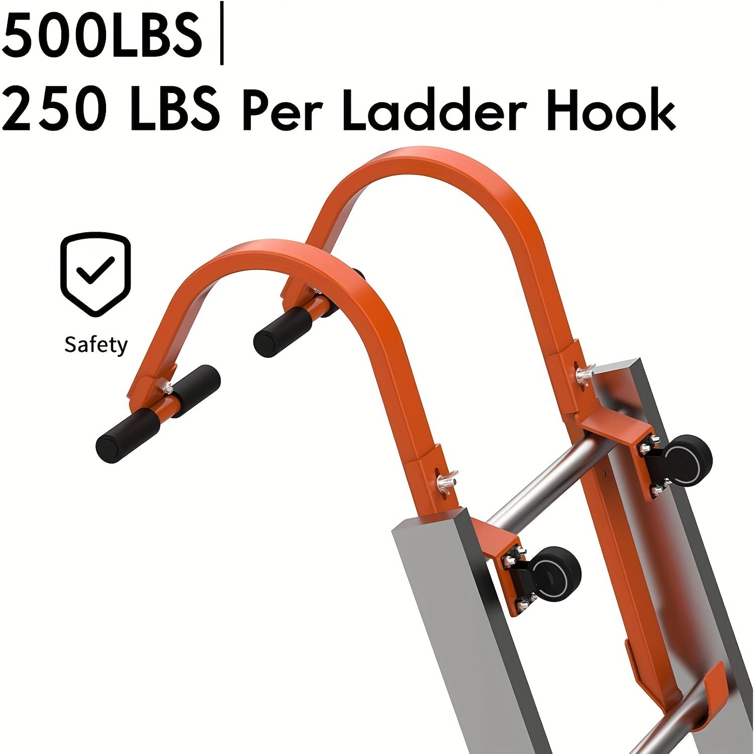 2pcs Heavy Duty Ladder Roof Hook w/ Wheel Rubber Grip T Bar