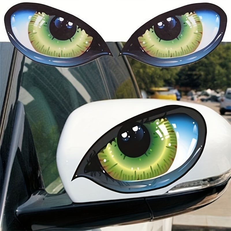 Reflective Sticker Pair Green Eyes Car Motorcycle Rear Mirror Side Window