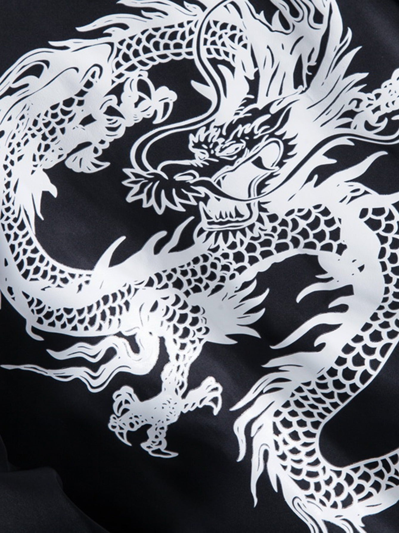 Men's Dragon Printed Baseball Collar Jacket