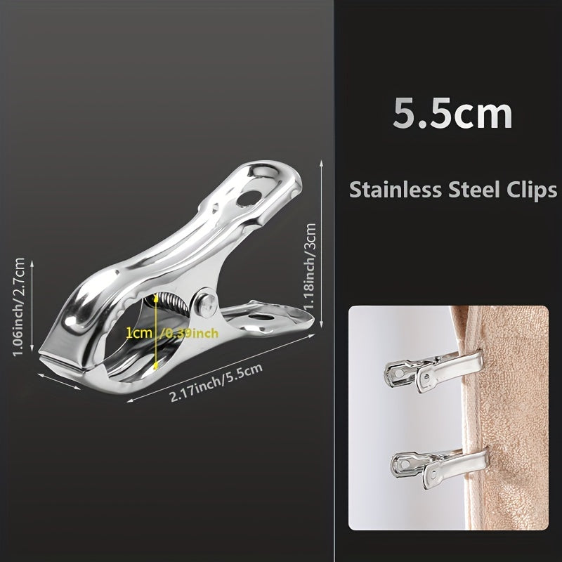 5pcs XL Stainless Steel Clothes Pegs Windproof Quilt Drying Racks Clip Rin