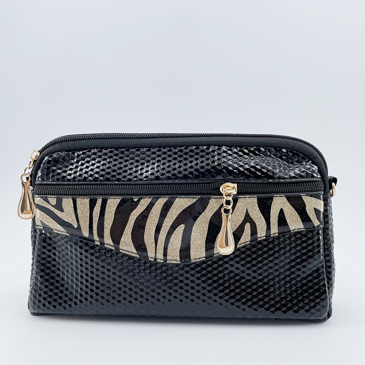 Leather Clutch Purse Zipper Around Handbag with Wristlet