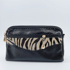 Leather Clutch Purse Zipper Around Handbag with Wristlet