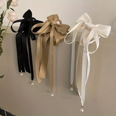 Retro Bowknot Ribbon Pearl Hair Claw Hair Clip Hair Accessories