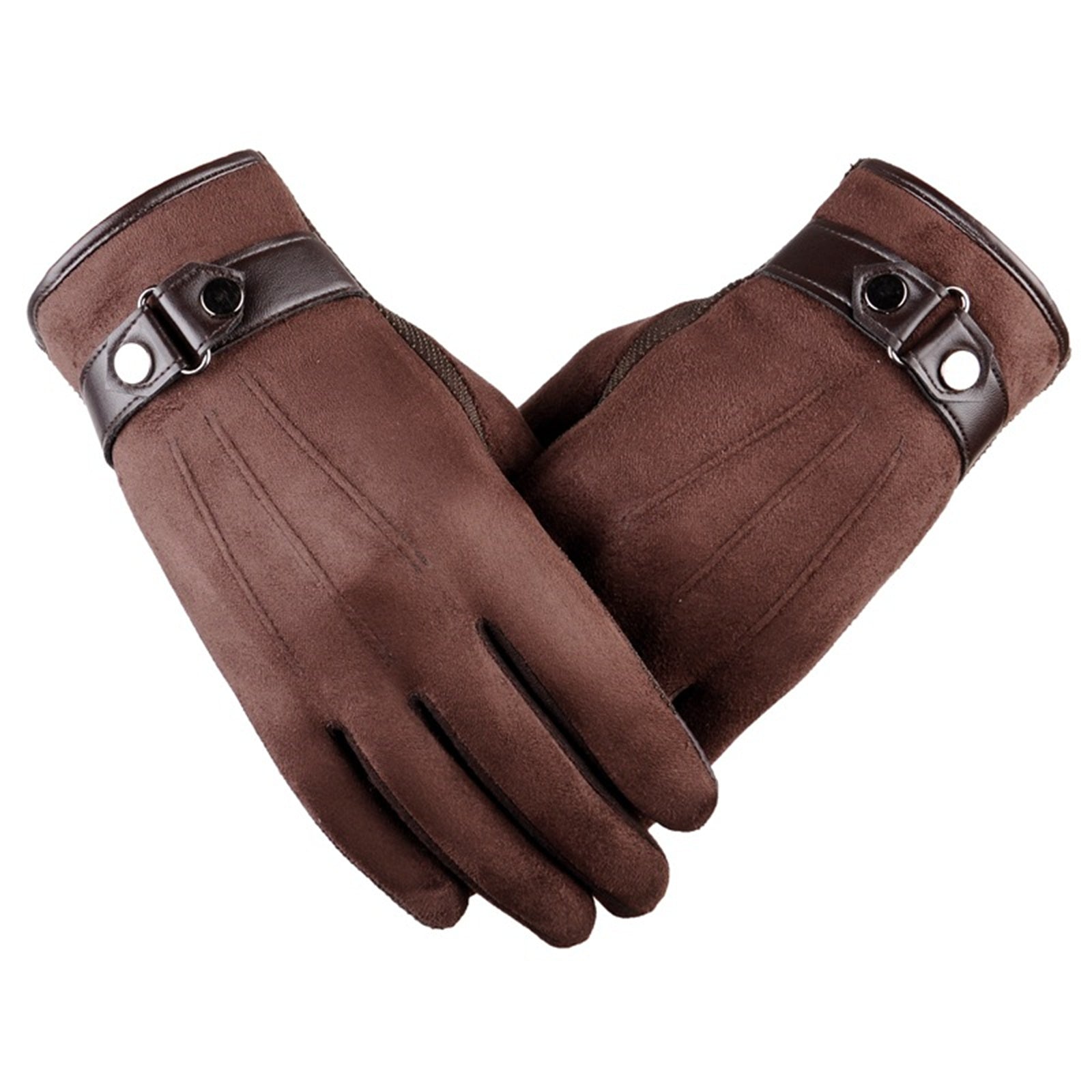 Men's Warm Wool Lined Leather Gloves Touch Screen Outdoor Driving