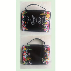 Floral Bible Case w/ Handle & Pocket, Carrying Organizer Bag for Girls