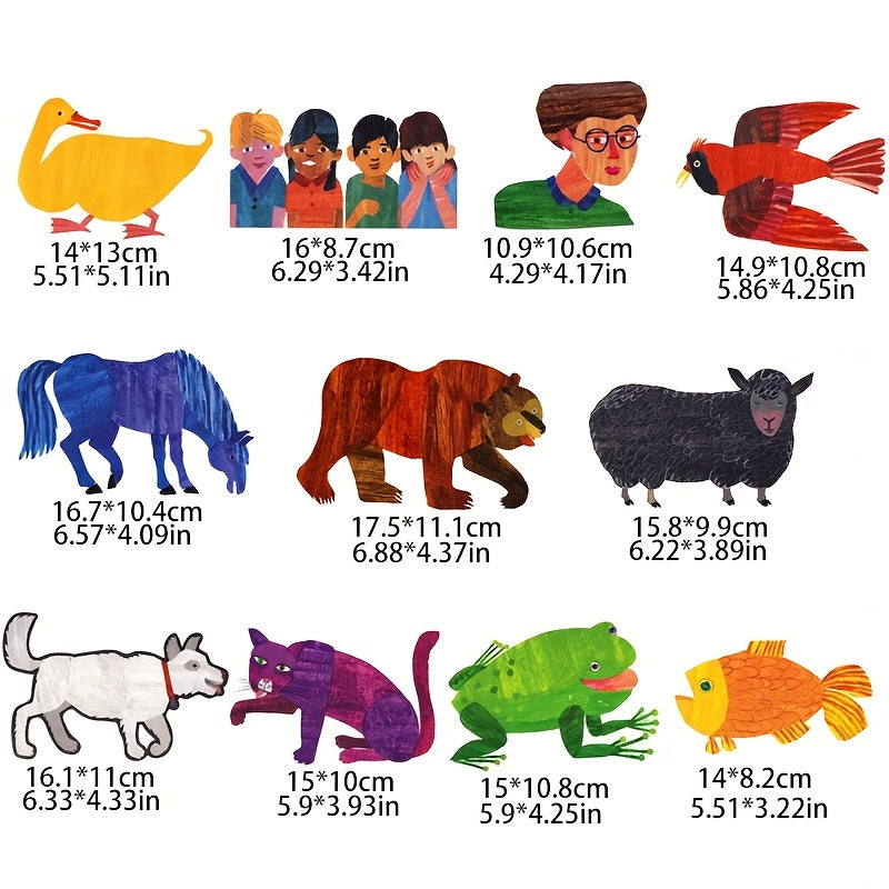 11pcs Brown Bear What Do You See Felt Cloth Sticker Book Theater Props