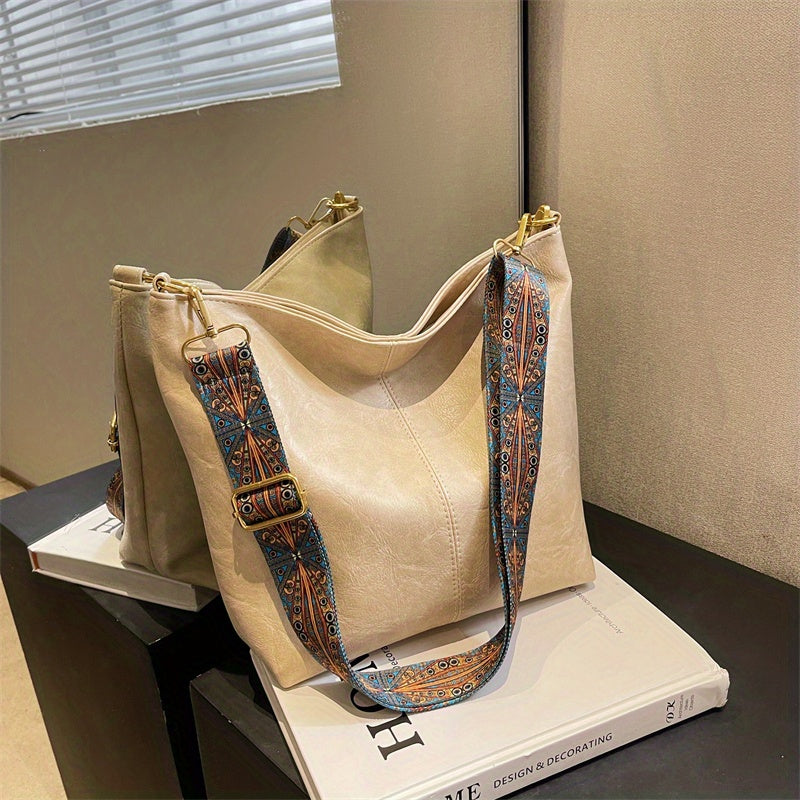 Vintage Crossbody Bag Large Capacity Ethnic Strap Shoulder Bag
