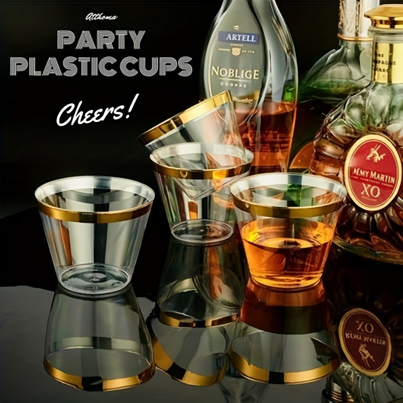 10pcs 9oz Disposable Cups With Golden Rim Wedding Party Supplies