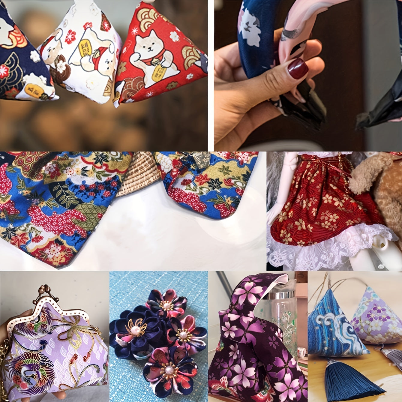 5pcs 19 81 24 Purple Printed Pattern Fabric Quilted DIY Hand Sewing