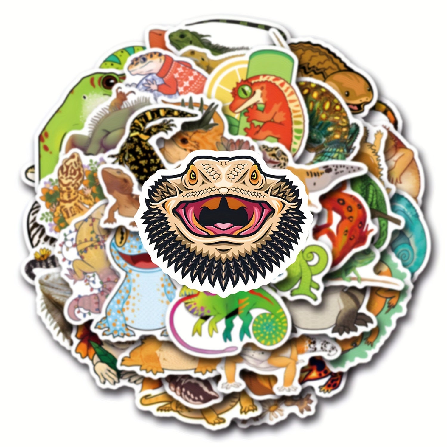 55pcs Reptile Cartoon Stickers Vinyl Decals Multicolor for Laptops Water Bottles