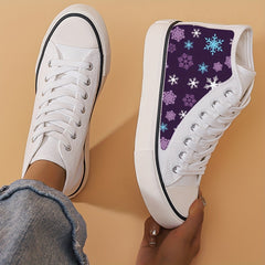 Christmas Snowflake Print High Top Canvas Sneakers