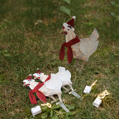 3pcs Light Up Chicken Christmas Garden Acrylic Ornament