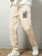 Men s Navy Word Print Sports Pants Comfortable Trouser